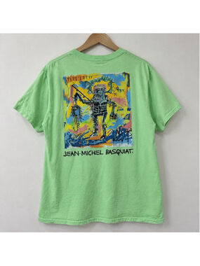 Jean-Michel Basquiat Men’s L Graphic T-Shirt Green Crown Neo-Expressionist Art